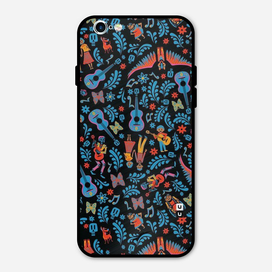 Blue Guitar Pattern Metal Back Case for iPhone 6 6s