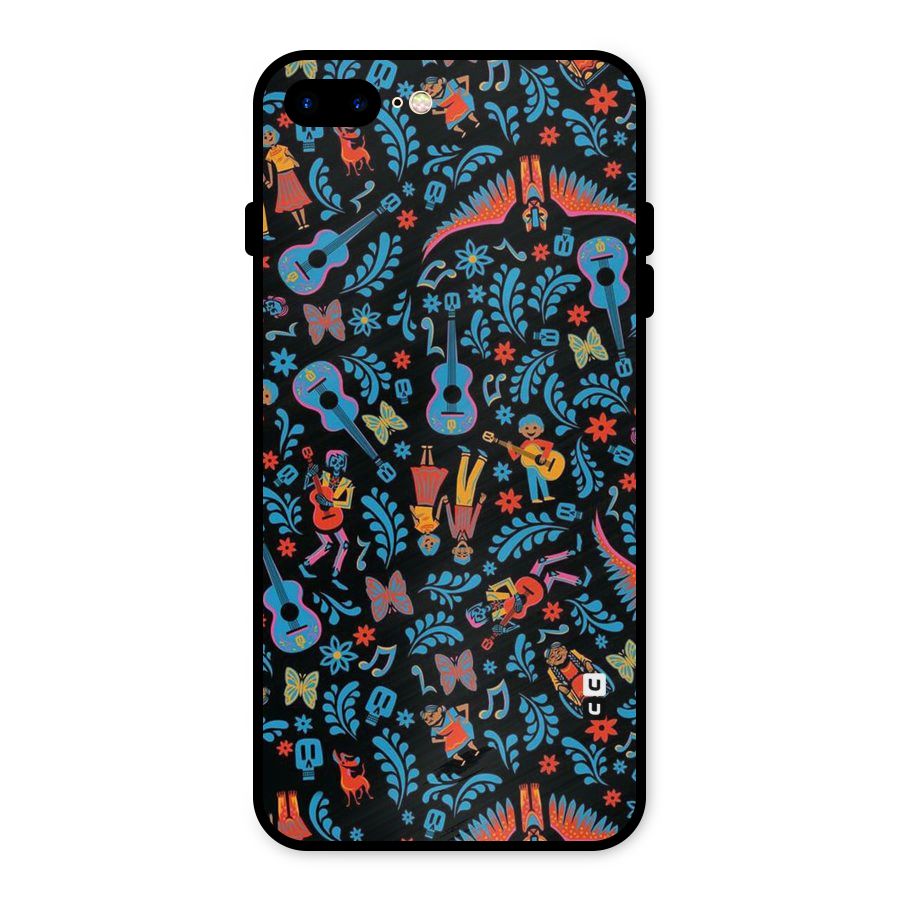 Blue Guitar Pattern Metal Back Case for iPhone 8 Plus