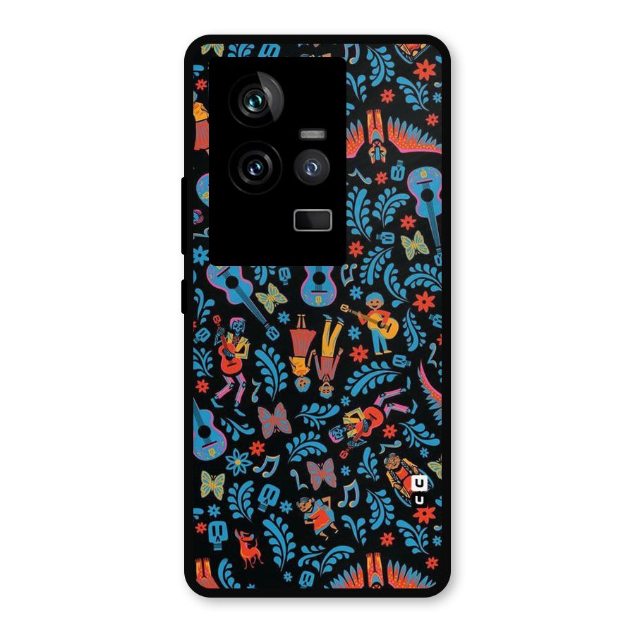 Blue Guitar Pattern Metal Back Case for iQOO 11 5G