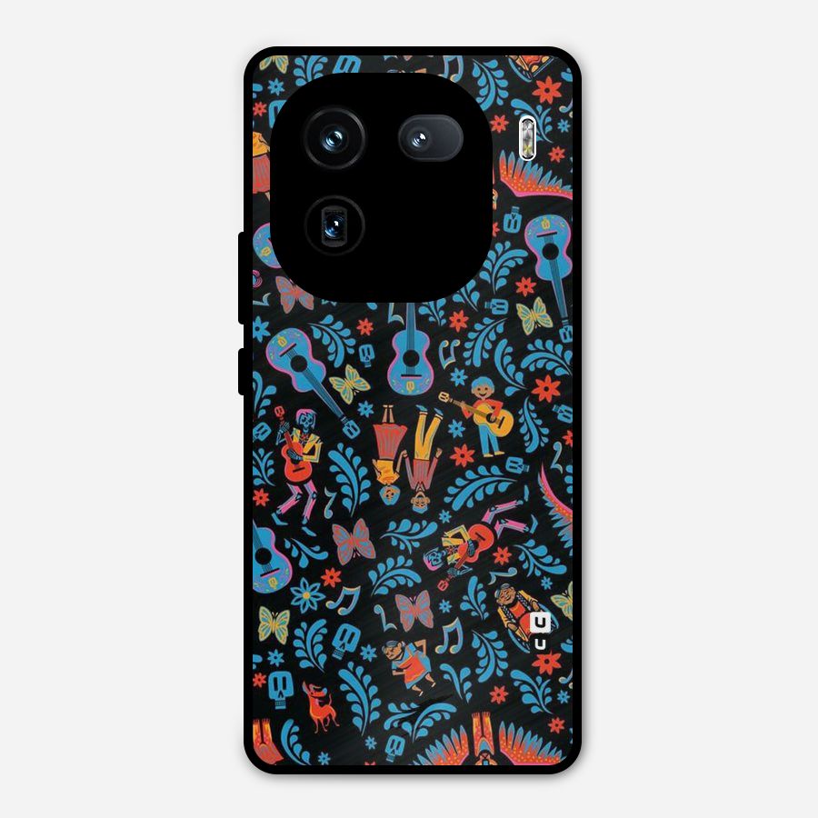 Blue Guitar Pattern Metal Back Case for iQOO 12
