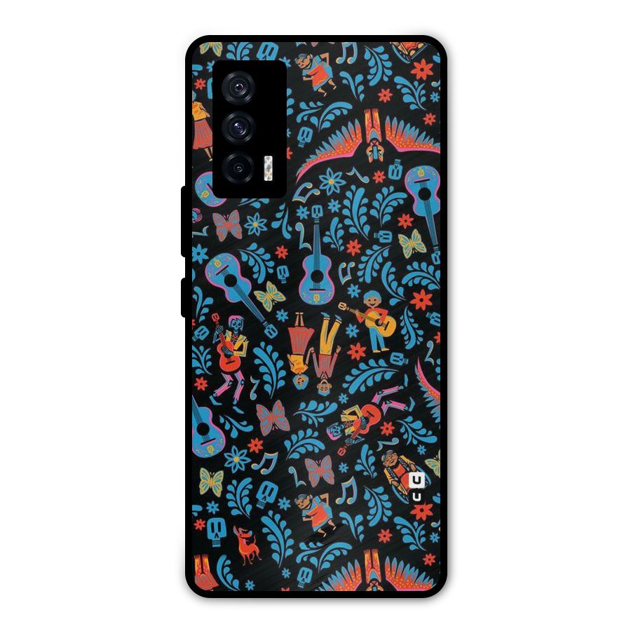 Blue Guitar Pattern Metal Back Case for iQOO 7 5G