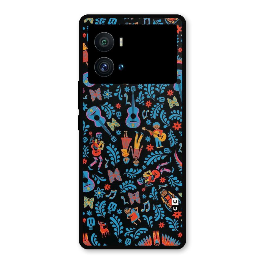 Blue Guitar Pattern Metal Back Case for iQOO 9 Pro
