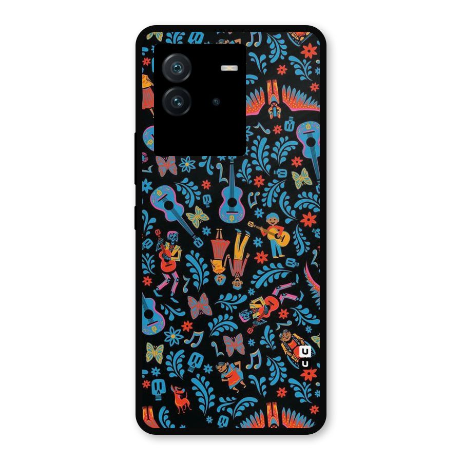 Blue Guitar Pattern Metal Back Case for iQOO Neo 6 5G