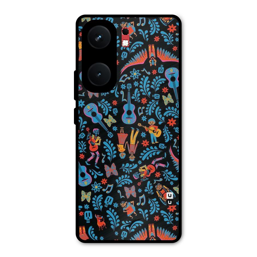 Blue Guitar Pattern Metal Back Case for iQOO Neo 9 Pro