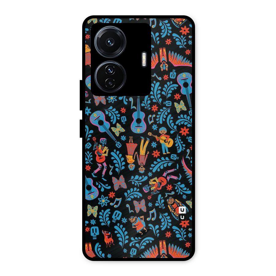 Blue Guitar Pattern Metal Back Case for iQOO Z6