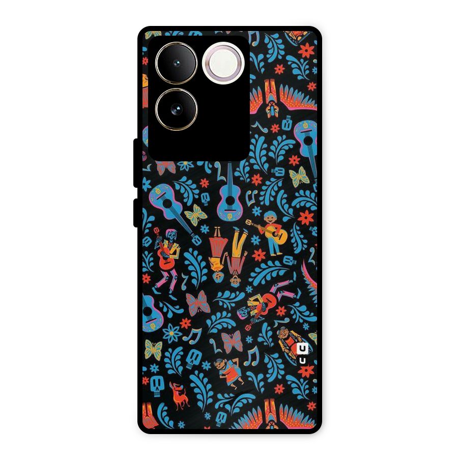 Blue Guitar Pattern Metal Back Case for iQOO Z7 Pro