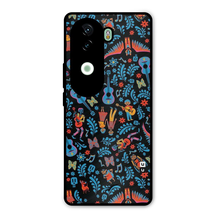 Blue Guitar Pattern Metal Back Case for iQOO Z9s