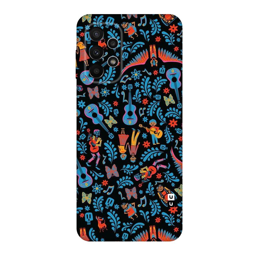 Blue Guitar Pattern Original Polycarbonate Back Case for Galaxy A23