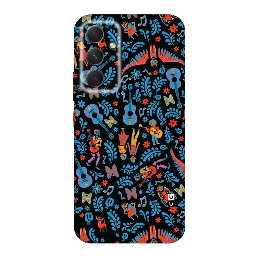 Blue Guitar Pattern Original Polycarbonate Back Case for Galaxy A54