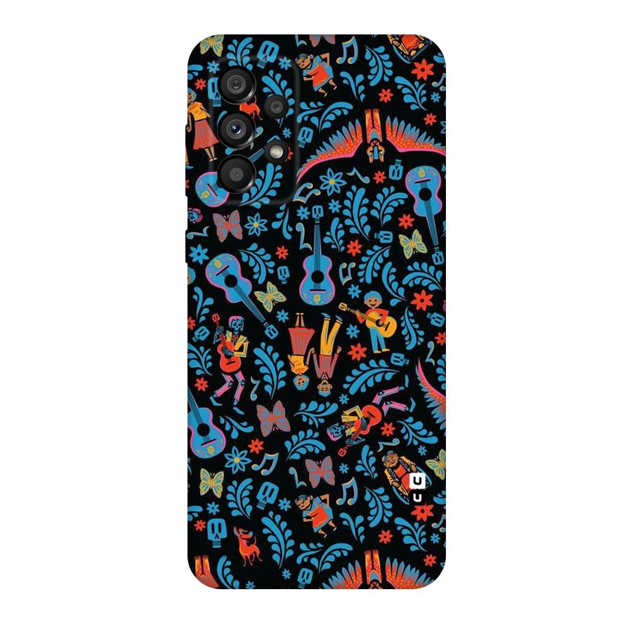 Blue Guitar Pattern Original Polycarbonate Back Case for Galaxy A73 5G