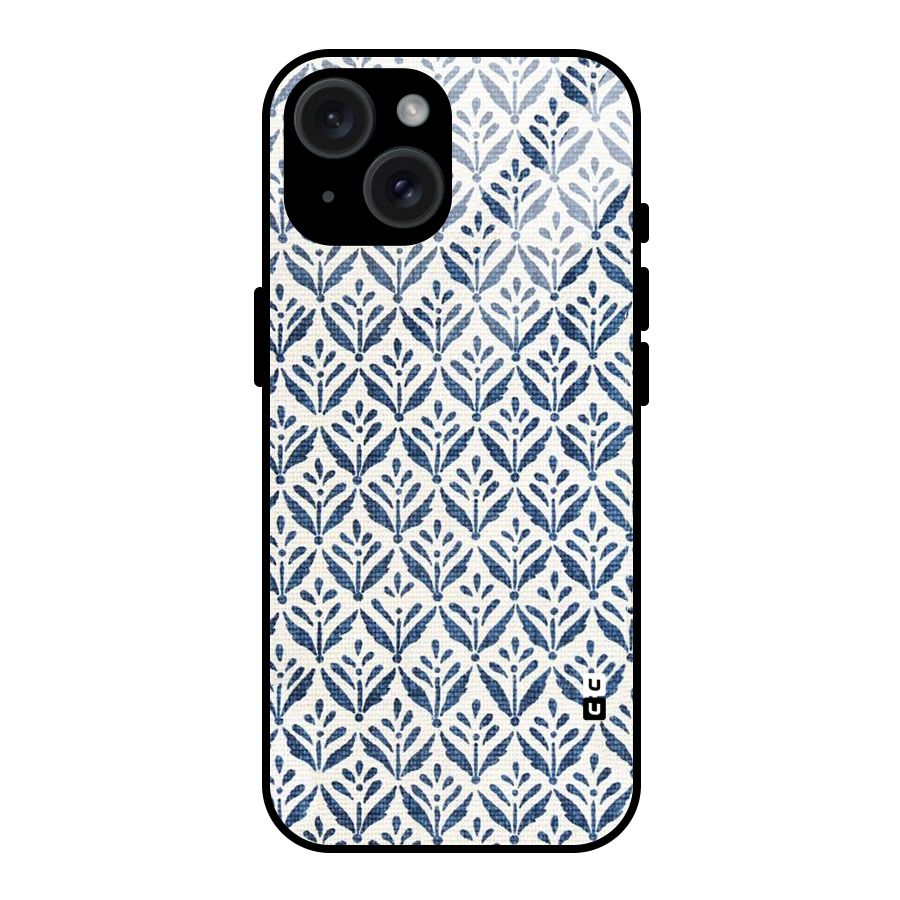 Blue Leaf Glass Back Case for iPhone 15