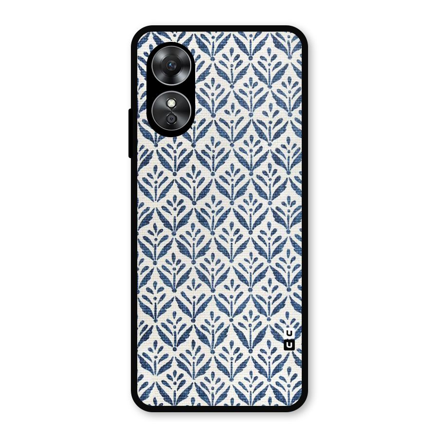 Blue Leaf Metal Back Case for Oppo A17
