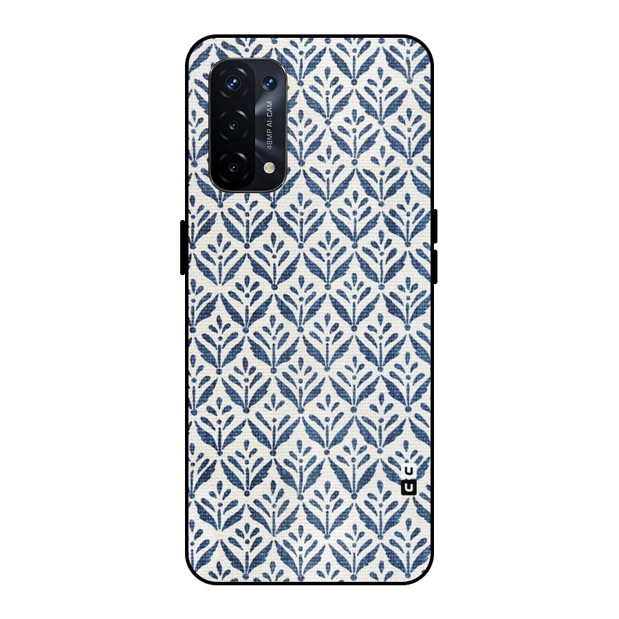 Blue Leaf Metal Back Case for Oppo A74 5G