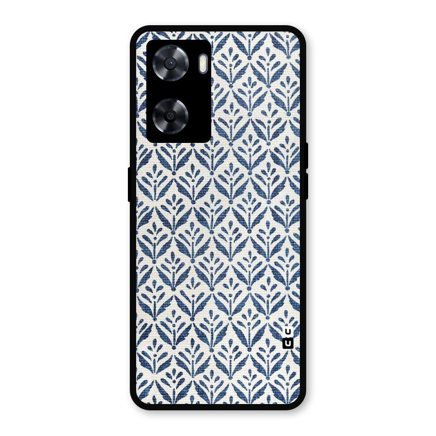 Blue Leaf Metal Back Case for Oppo A77s