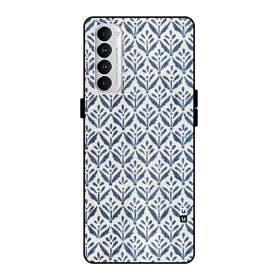Blue Leaf Metal Back Case for Oppo Reno4 Pro