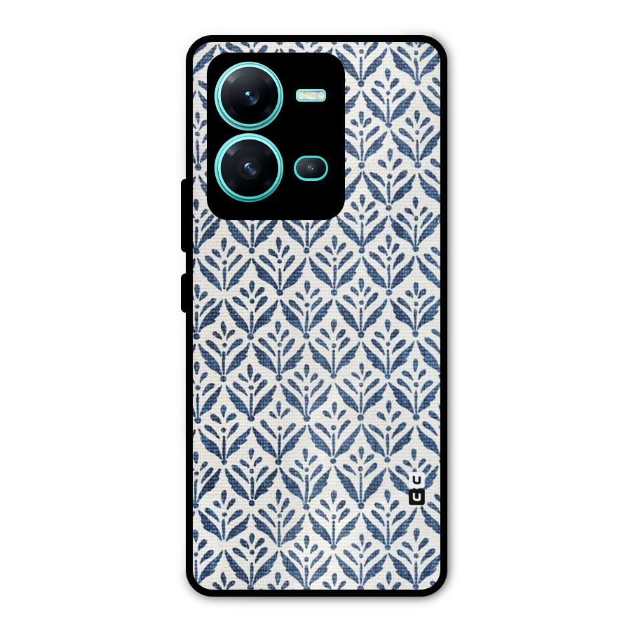 Blue Leaf Metal Back Case for Vivo V25