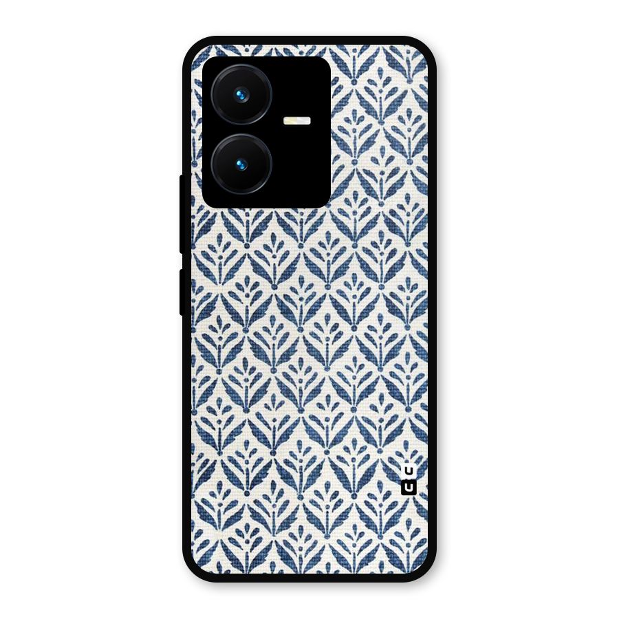 Blue Leaf Metal Back Case for Vivo Y22