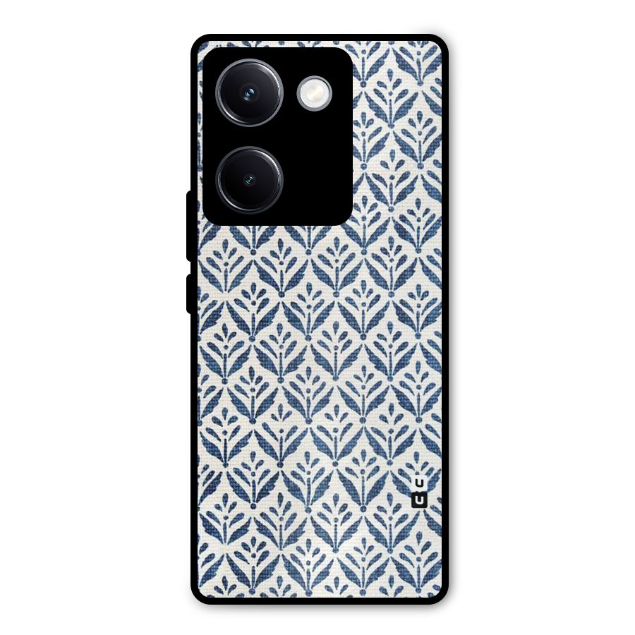 Blue Leaf Metal Back Case for Vivo Y300 Plus