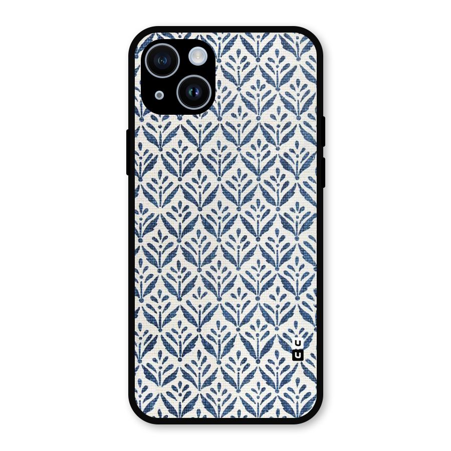 Blue Leaf Metal Back Case for iPhone 14