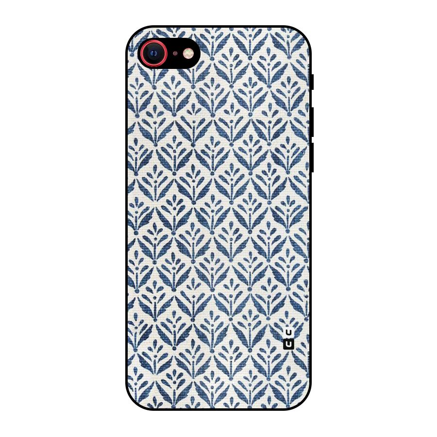 Blue Leaf Metal Back Case for iPhone 8