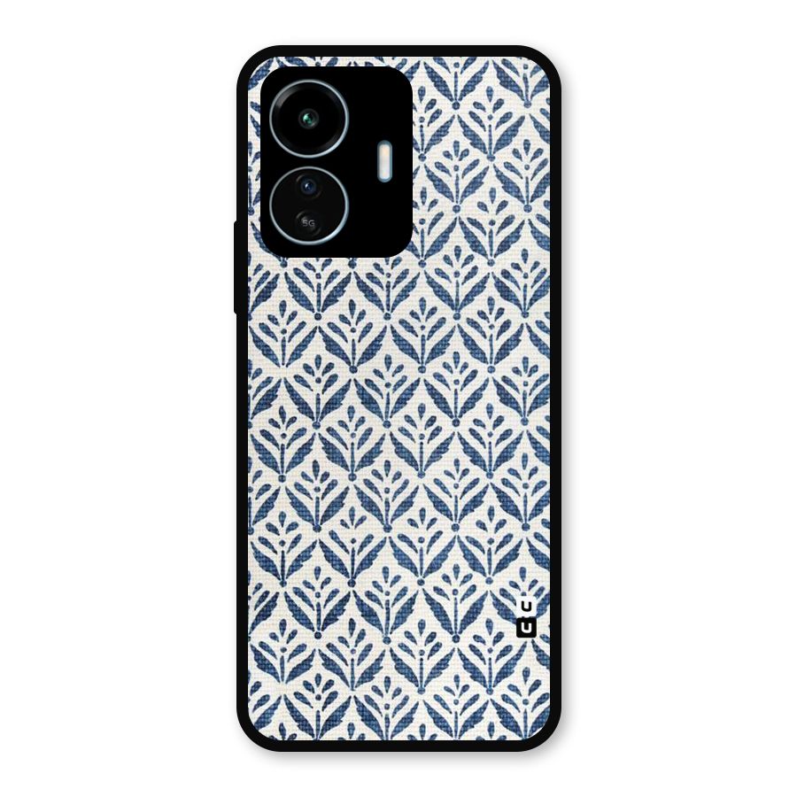 Blue Leaf Metal Back Case for vivo iQOO Z6 Lite 5G