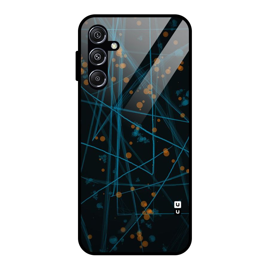 Blue Lines Gold Dots Glass Back Case for Galaxy M34 5G