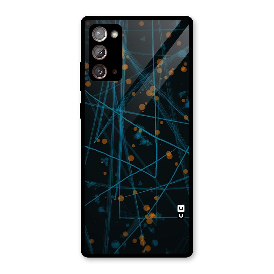 Blue Lines Gold Dots Glass Back Case for Galaxy Note 20