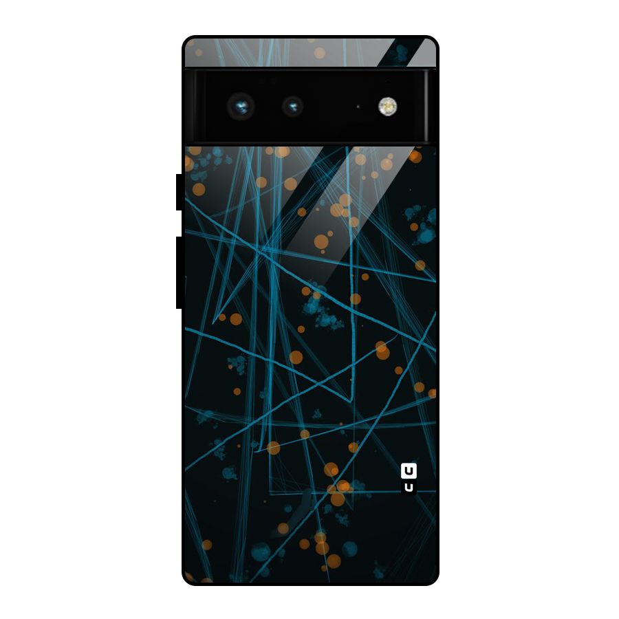 Blue Lines Gold Dots Glass Back Case for Google Pixel 6