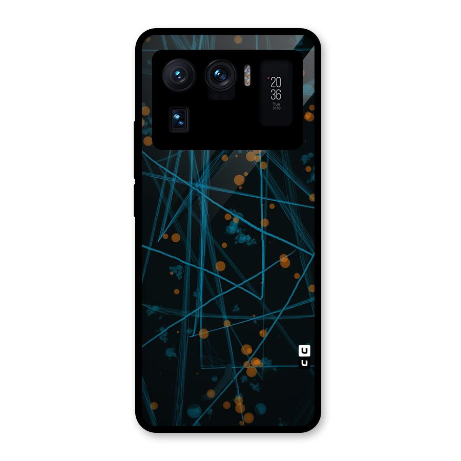 Blue Lines Gold Dots Glass Back Case for Mi 11 Ultra