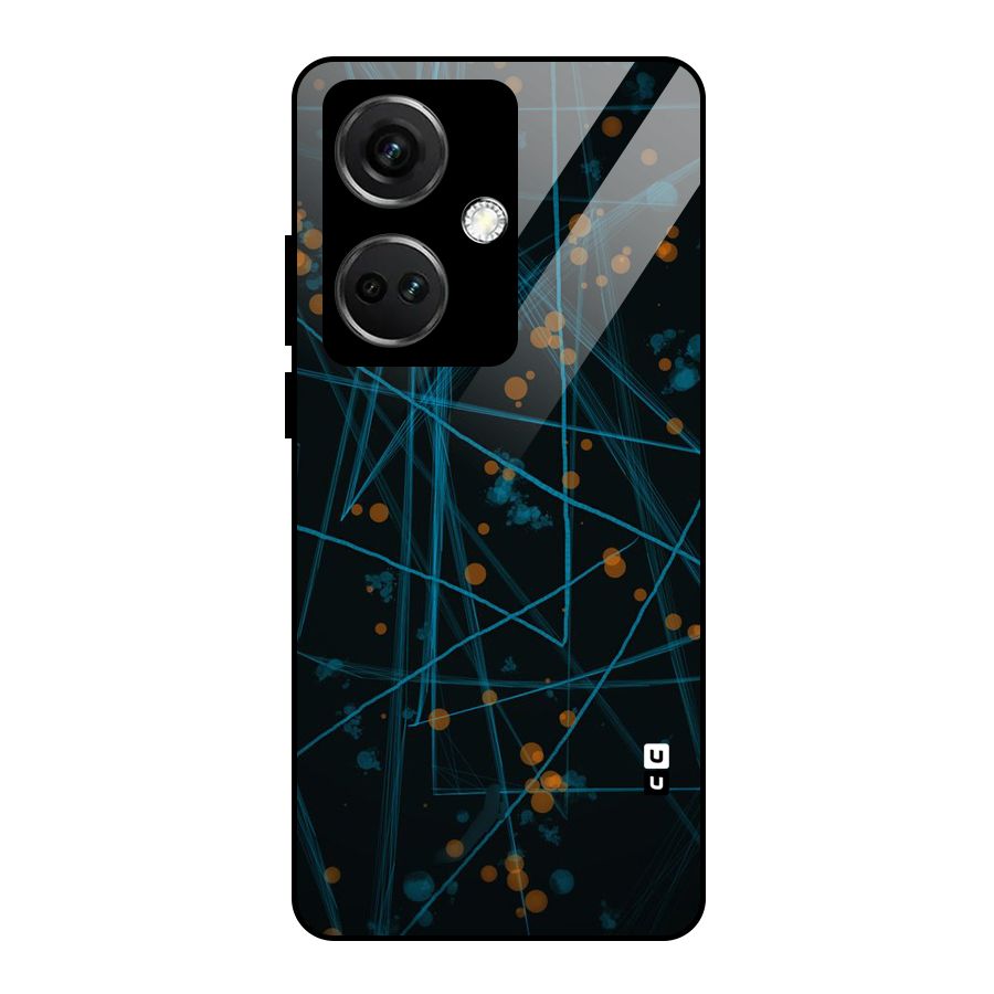 Blue Lines Gold Dots Glass Back Case for OnePlus Nord CE 3 5G