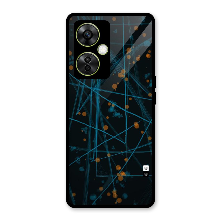 Blue Lines Gold Dots Glass Back Case for OnePlus Nord CE 3 Lite