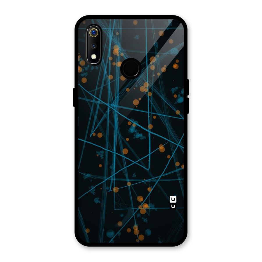 Blue Lines Gold Dots Glass Back Case for Realme 3i