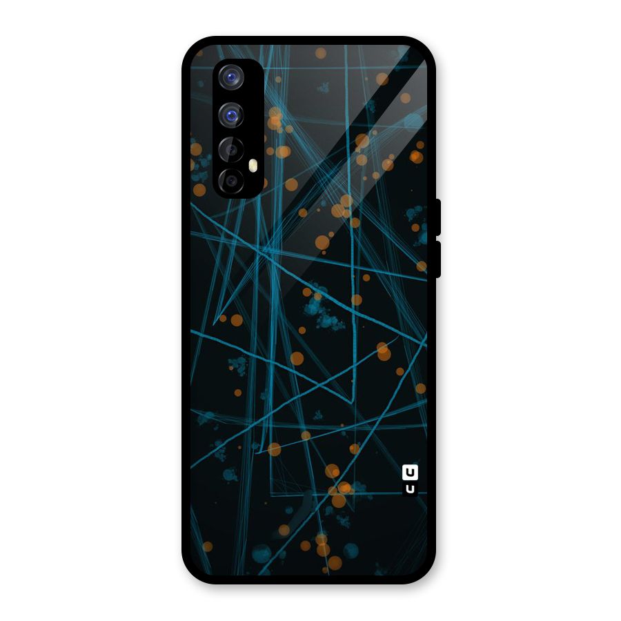 Blue Lines Gold Dots Glass Back Case for Realme Narzo 20 Pro