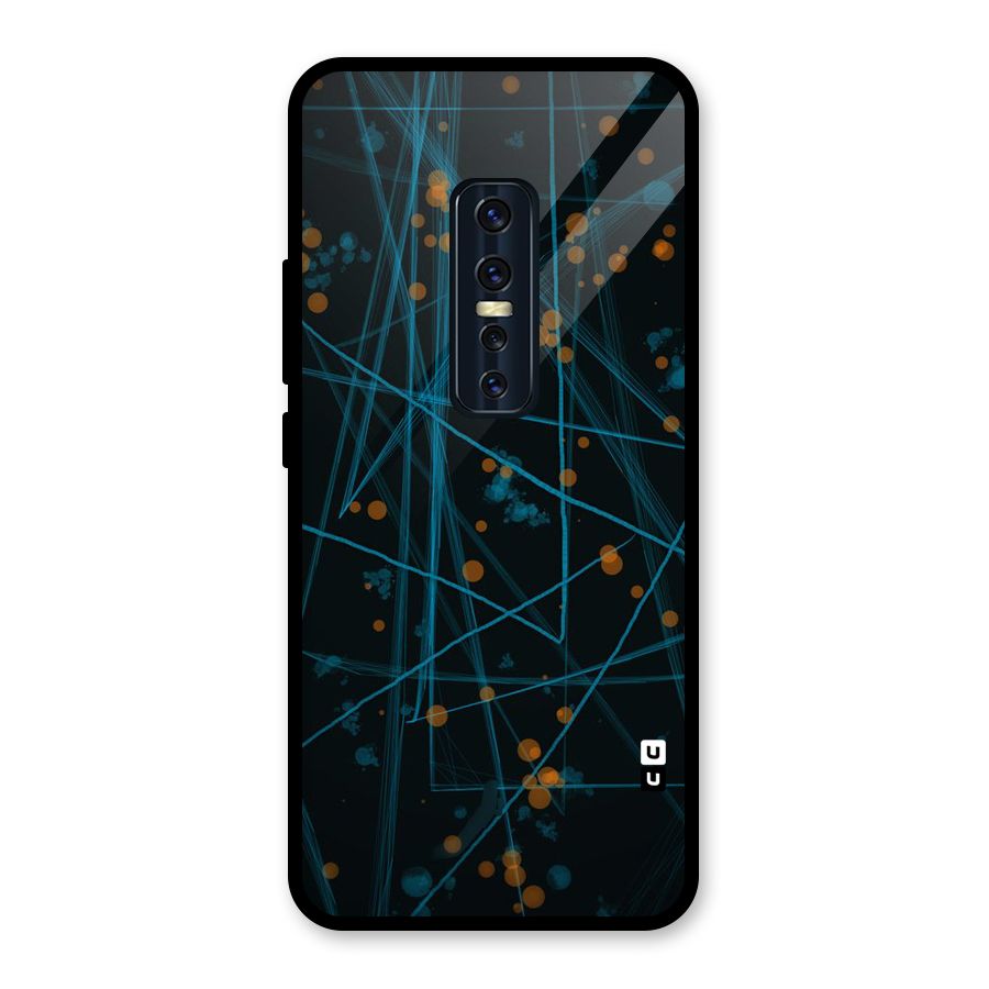 Blue Lines Gold Dots Glass Back Case for Vivo V17 Pro