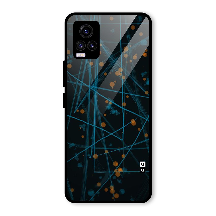 Blue Lines Gold Dots Glass Back Case for Vivo V20 2021
