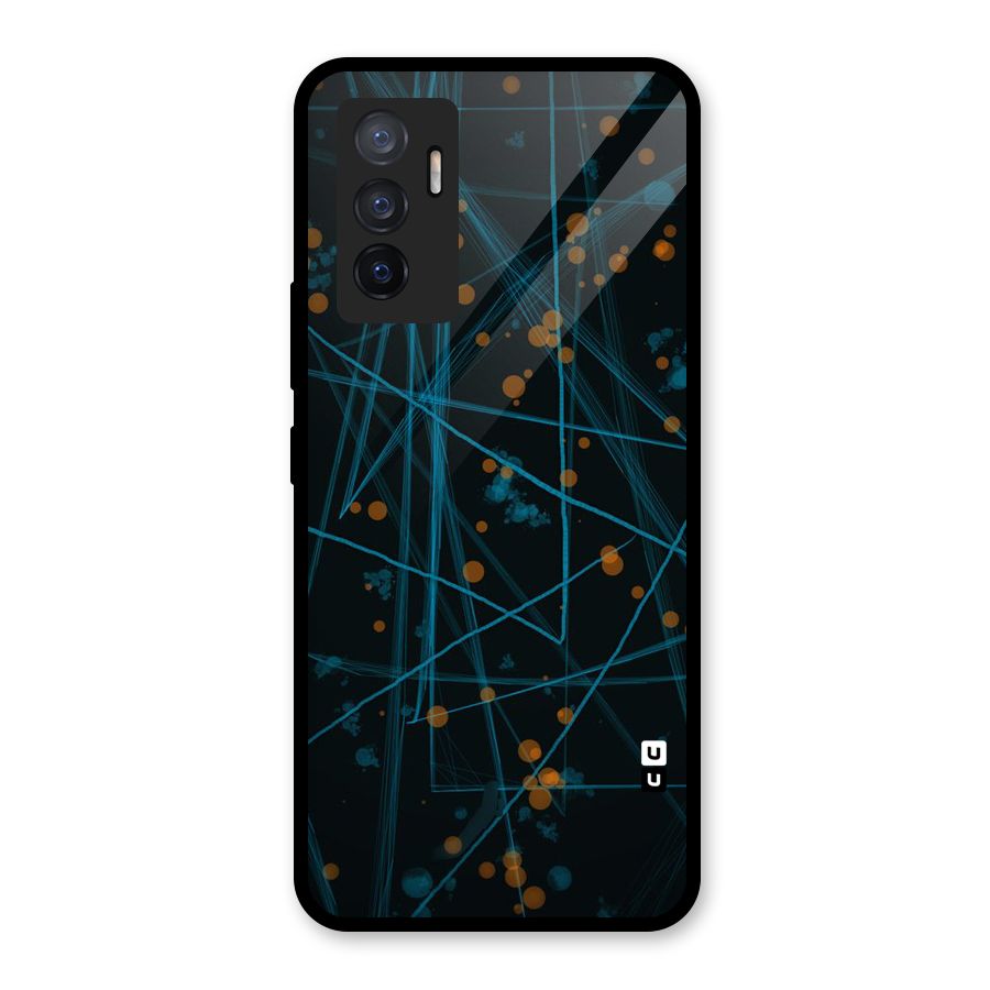 Blue Lines Gold Dots Glass Back Case for Vivo V23e