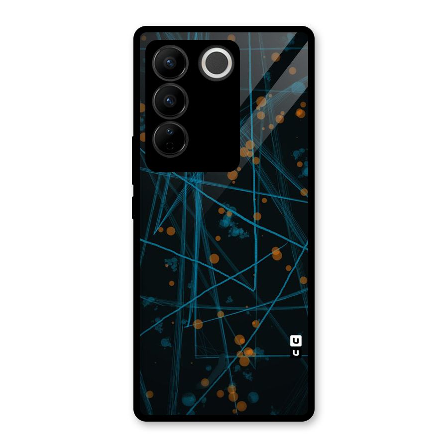 Blue Lines Gold Dots Glass Back Case for Vivo V27
