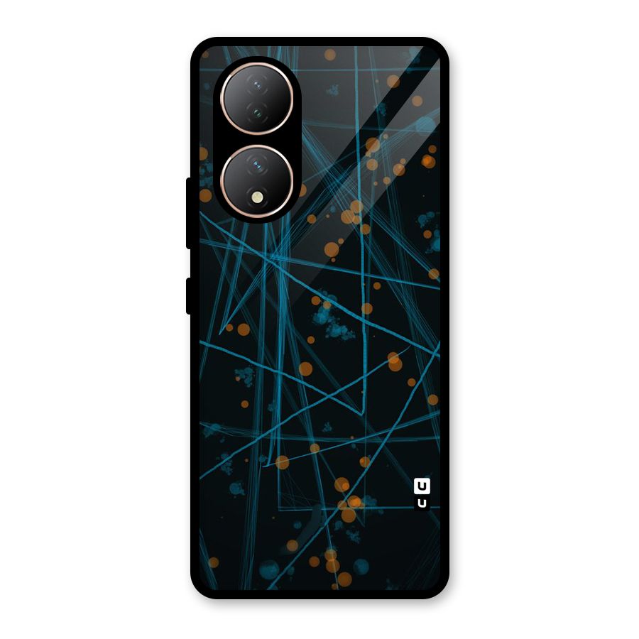 Blue Lines Gold Dots Glass Back Case for Vivo Y100