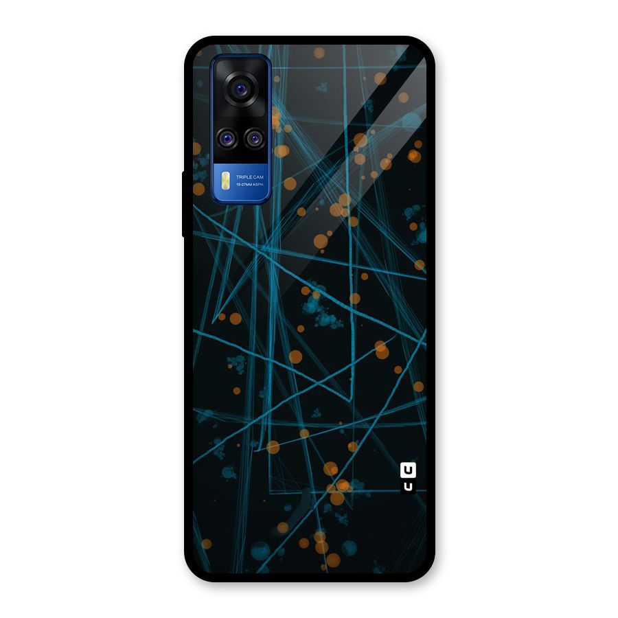 Blue Lines Gold Dots Glass Back Case for Vivo Y31