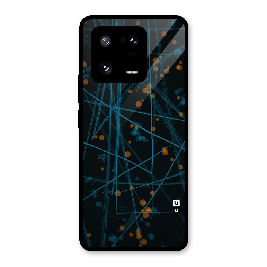 Blue Lines Gold Dots Glass Back Case for Xiaomi 13 Pro