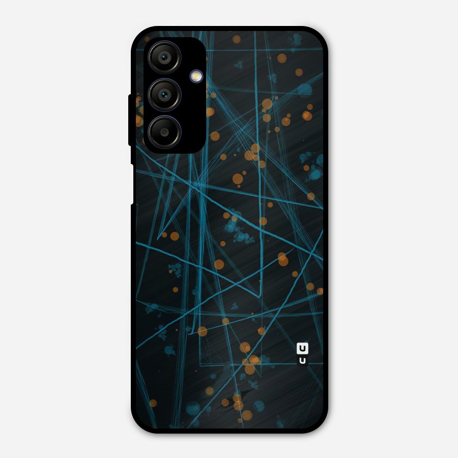 Blue Lines Gold Dots Metal Back Case for Galaxy A15 5G