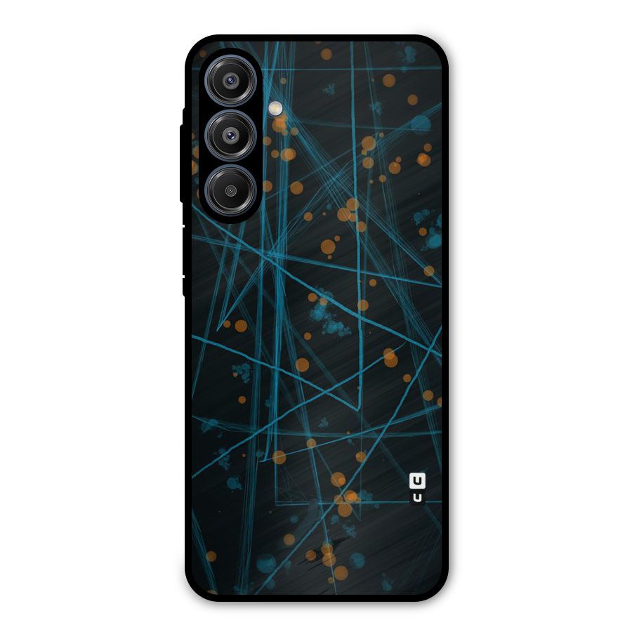 Blue Lines Gold Dots Metal Back Case for Galaxy A16 5G
