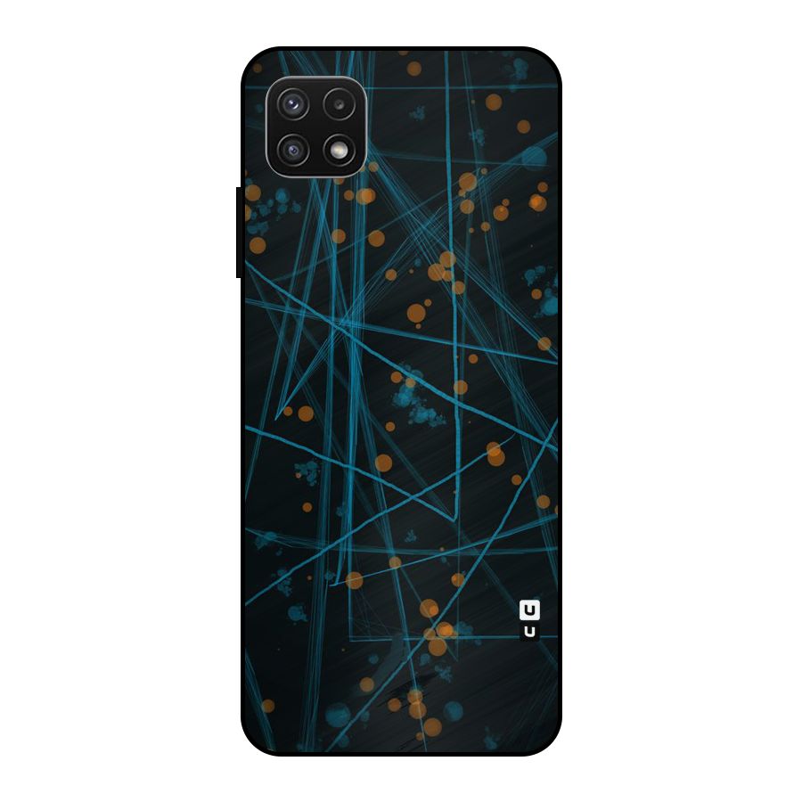 Blue Lines Gold Dots Metal Back Case for Galaxy A22 5G