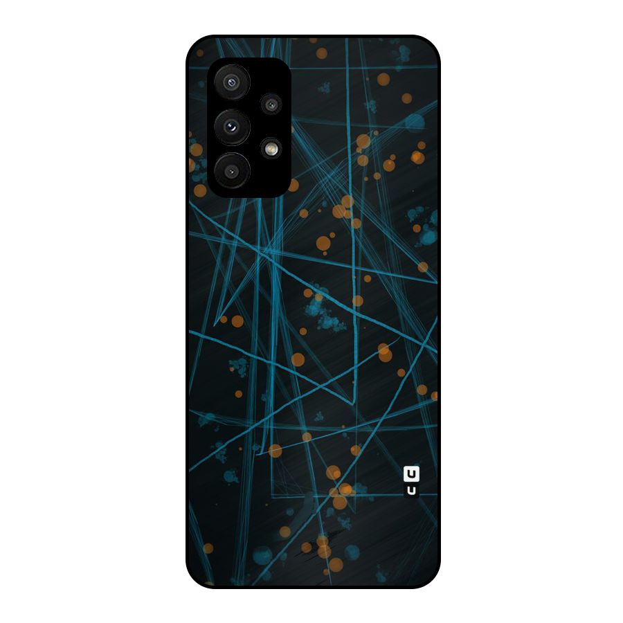 Blue Lines Gold Dots Metal Back Case for Galaxy A23