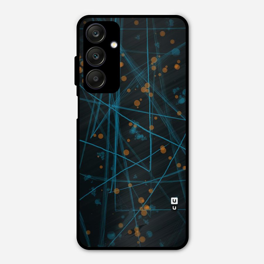 Blue Lines Gold Dots Metal Back Case for Galaxy A25 5G