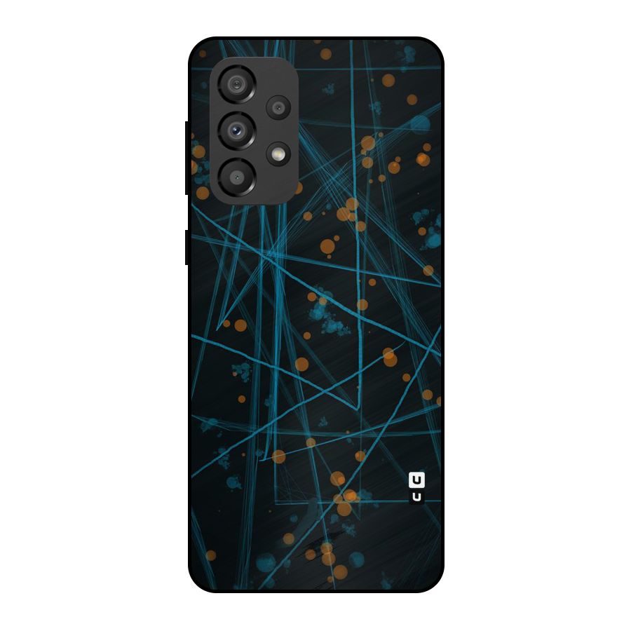 Blue Lines Gold Dots Metal Back Case for Galaxy A33 5G