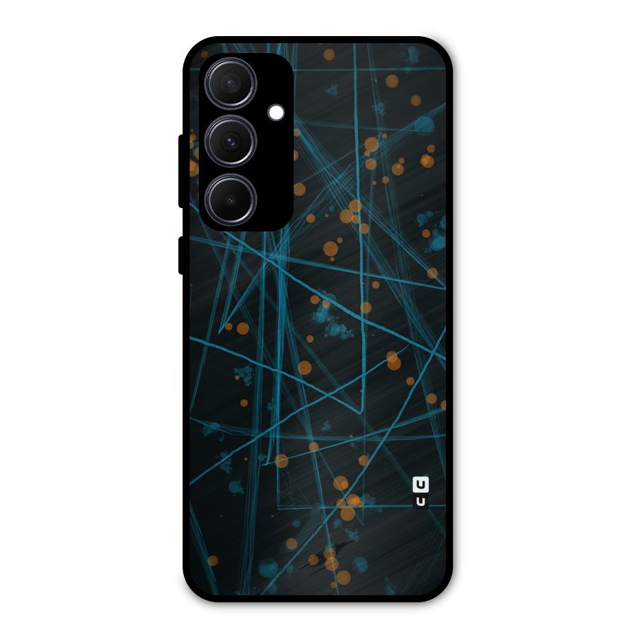 Blue Lines Gold Dots Metal Back Case for Galaxy A35