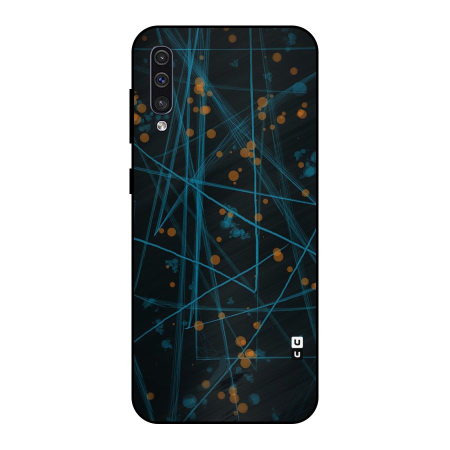 Blue Lines Gold Dots Metal Back Case for Galaxy A50