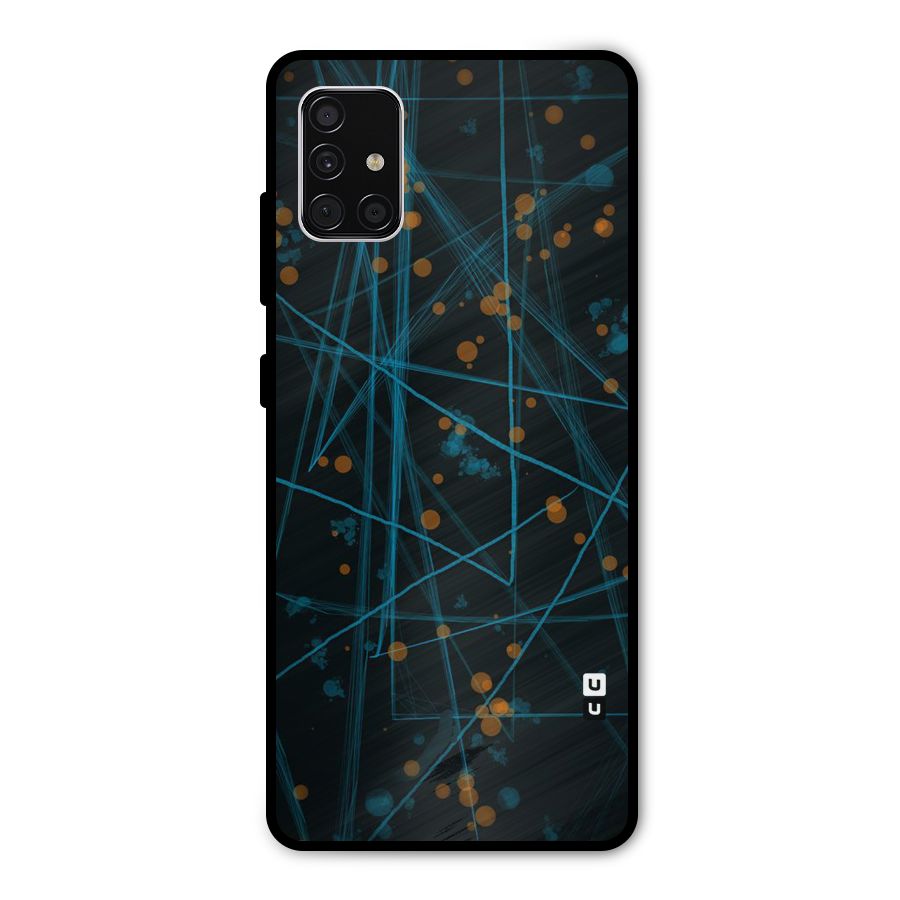 Blue Lines Gold Dots Metal Back Case for Galaxy A51