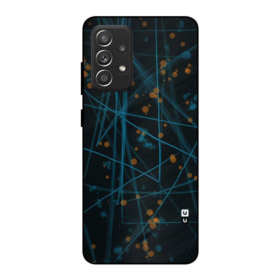 Blue Lines Gold Dots Metal Back Case for Galaxy A52